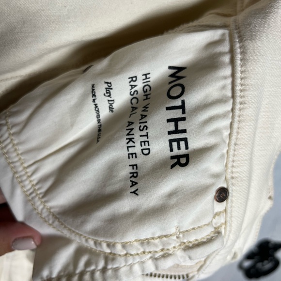Mother Denim High‎ Waisted Rascal Ankle Fray Eggnog Jeans Stretch Classic - Picture 10 of 13